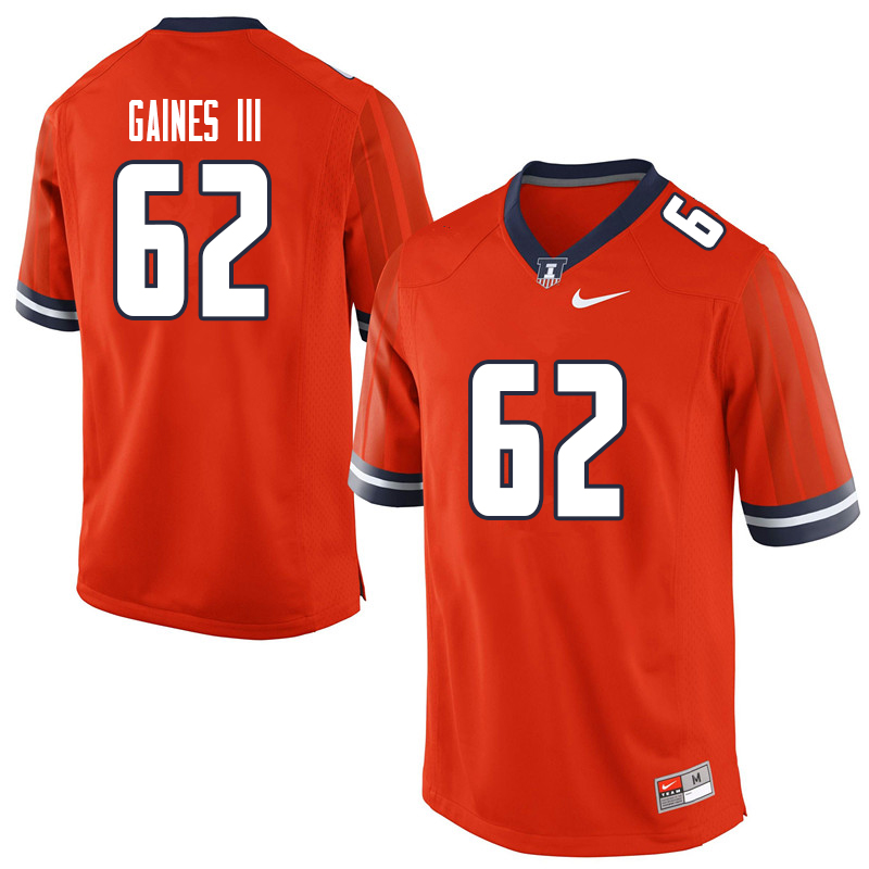 Men #62 Ron Gaines III Illinois Fighting Illini College Football Jerseys Sale-Orange